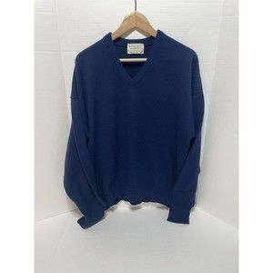 Vintage Royal Jeff V-Neck Sweatshirt, XL, Navy Blue, USA, DuPont Orlon